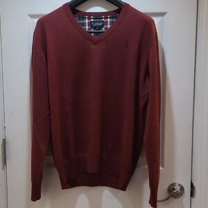 Bruun$StengadeV-Neck Sweater in Rich Burgundy